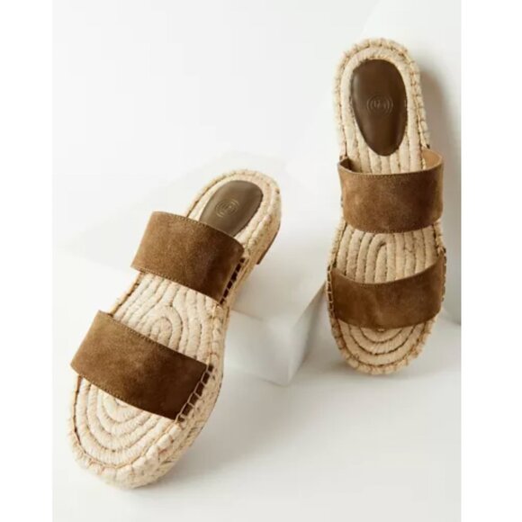 UO Urban Outfitters Chloe Espadrille Slide Jute Sole Sandal Olive Suede Size 7 - Picture 1 of 8
